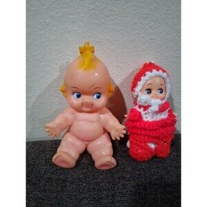 Vtg.Squeaky Kewpie Doll Made In Hong Kong, Lot Of 2. 6 Inch And 7 Inch